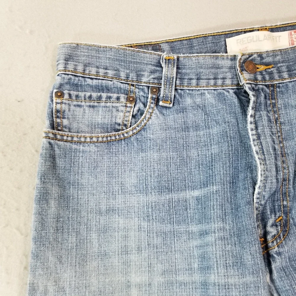 Levi's 505 jeans men's 36x34 regular‎ fit straight blue denim pants retro USA